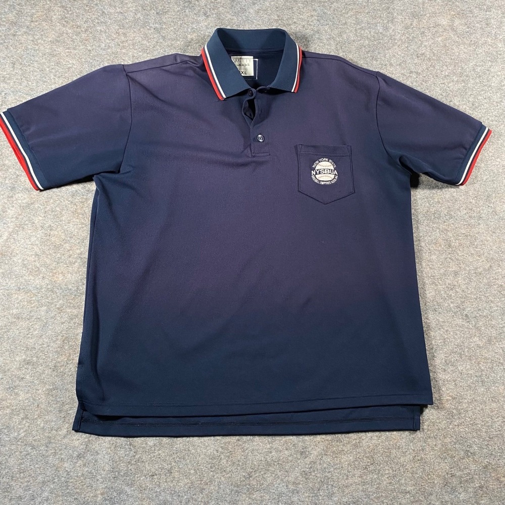 SMITTY Mens 2XL Navy Blue NYSBUA Baseball Umpire Comfort Tech Polo Shirt Uniform